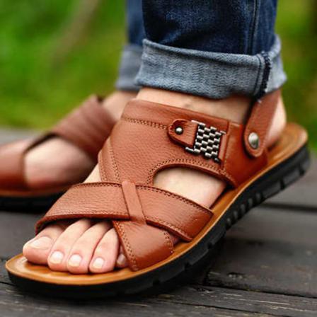 common types of men`s leather sandals