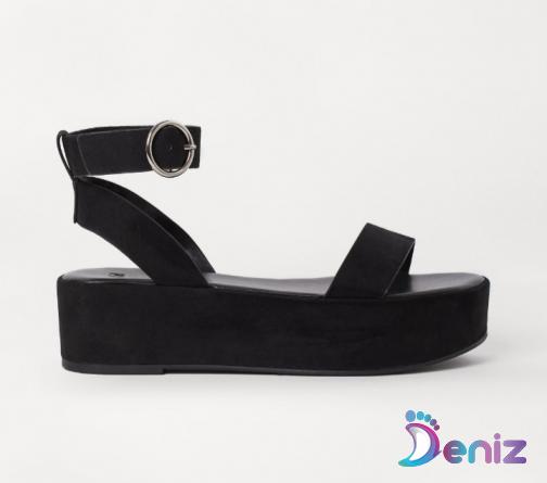 leather platform sandals black for sale