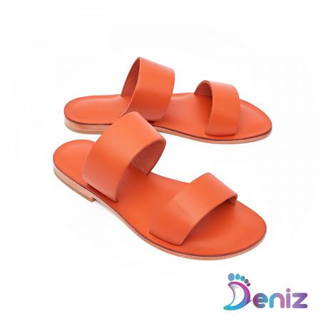 Orange Flat Leather Sandals Best Price to Export